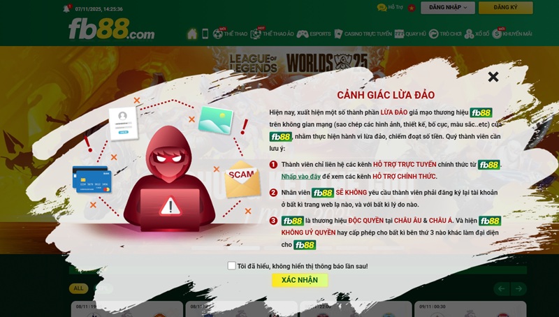 Truy cập đúng link chính thức FB88 Cảnh báo lừa đảo FB88